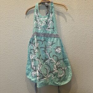 Anthropologie Molly Hatch Apron Make it Happen Blue Shower Hostess Mom 27x32